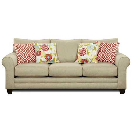 Stationary Sofa w/ Accent Pillows